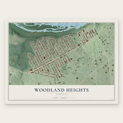 Woodland Heights, Virginia map print, the full design