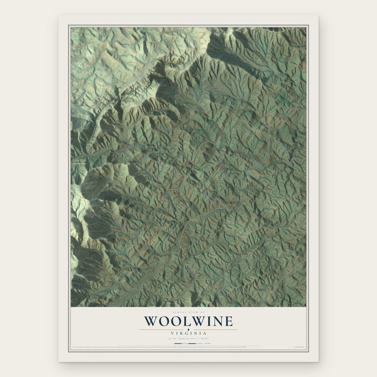 Woolwine, Virginia map print, the full design
