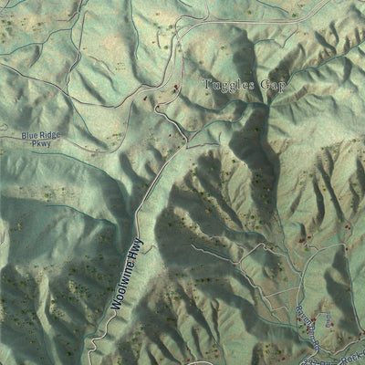 Close-up of the map of Woolwine, Virginia print showing street and building detail