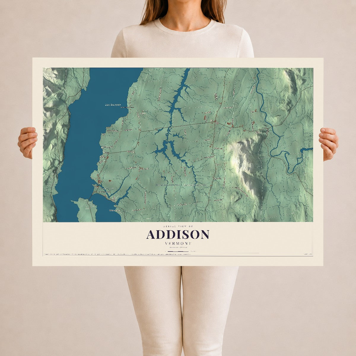 Map of Addison, Vermont, 24 x 36 inch unframed archival matte print