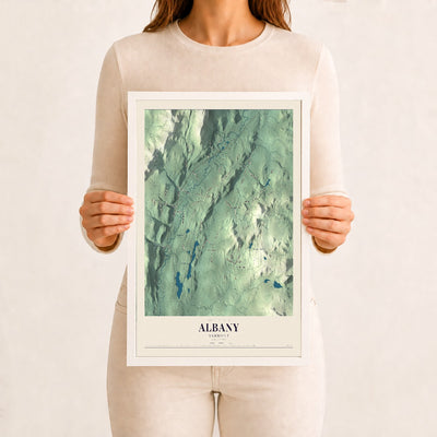 Albany, Vermont map print - 12 x 18 white Ayous wood frame