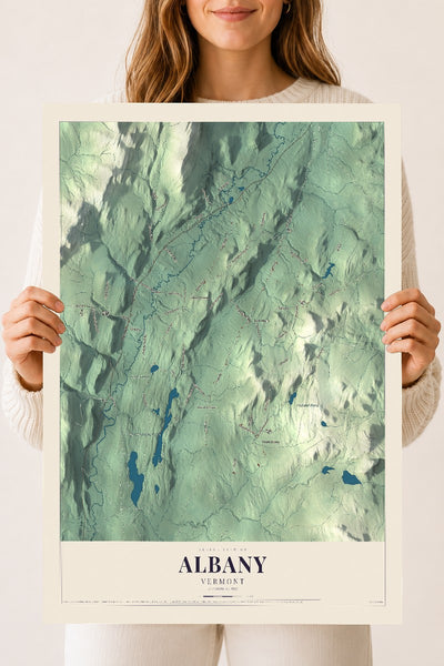 Albany, Vermont map print - 18 x 24 archival matte print