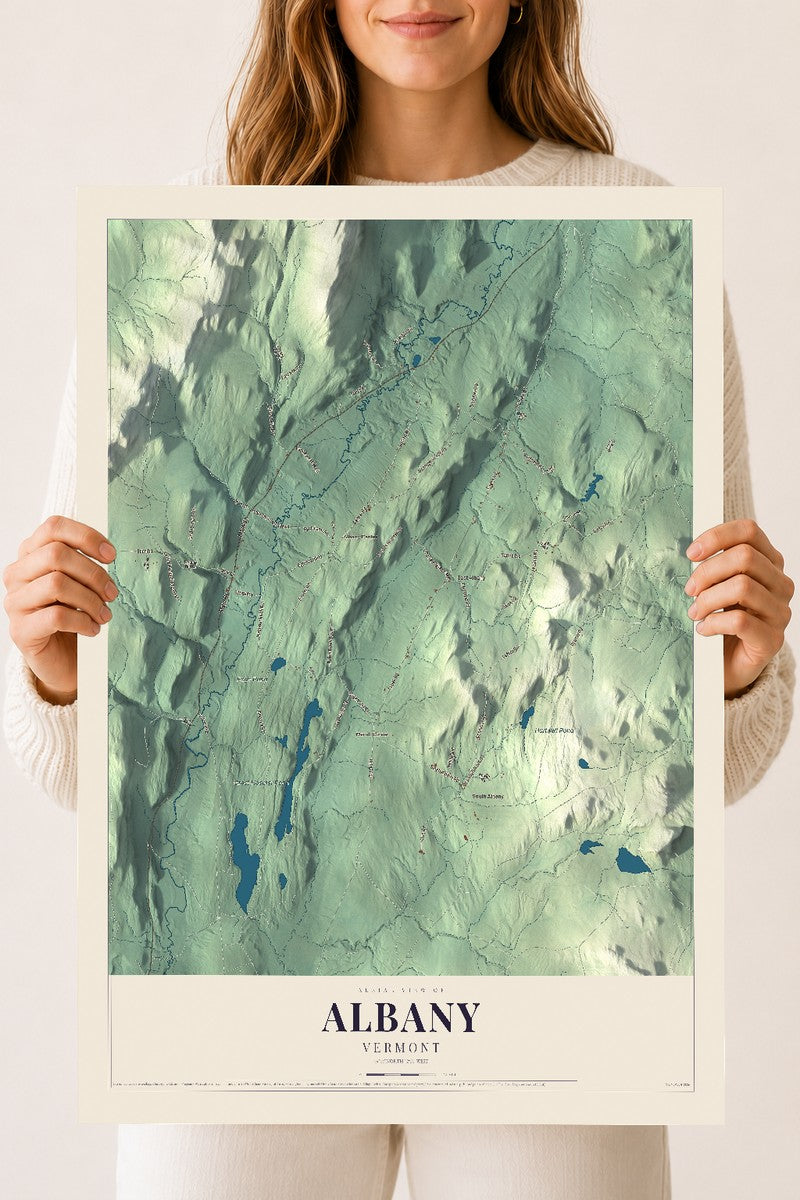 Albany, Vermont map print - 18 x 24 archival matte print