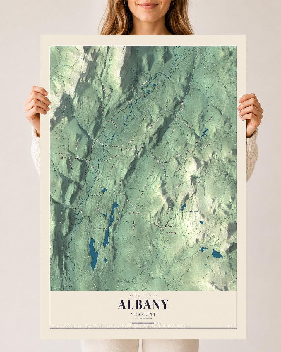 Albany, Vermont map print - 24 x 36 archival matte print