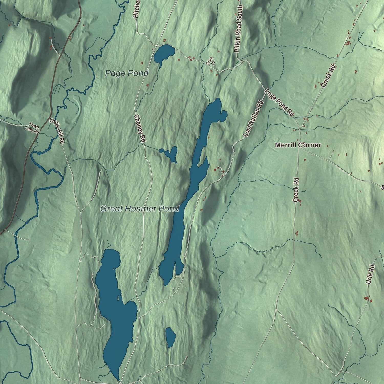 Terrain and local geography detail from the Albany, Vermont map