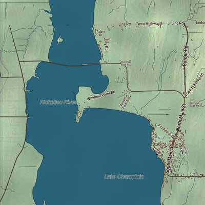 Terrain and local geography detail from the Alburgh, Vermont map