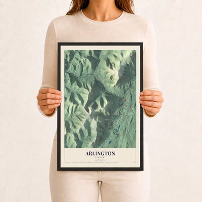 Arlington, Vermont map print - 12 x 18 black Ayous wood frame