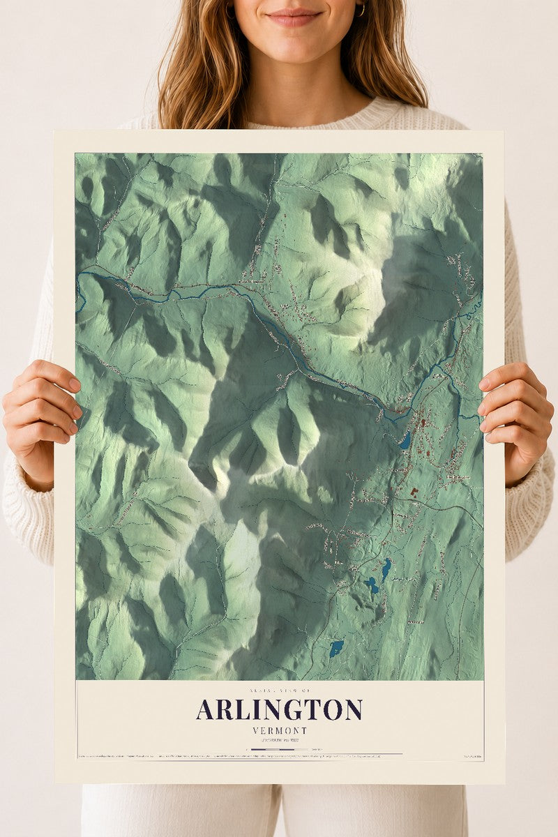 Arlington, Vermont map print - 18 x 24 archival matte print