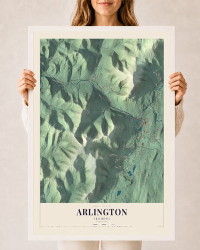 Arlington, Vermont map print - 24 x 36 white Ayous wood frame