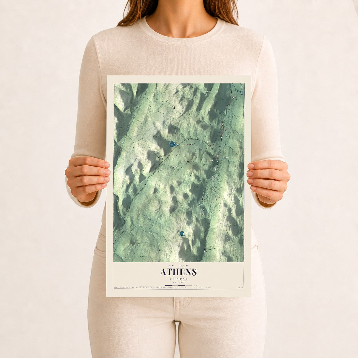 Athens, Vermont map print - 12 x 18 archival matte print