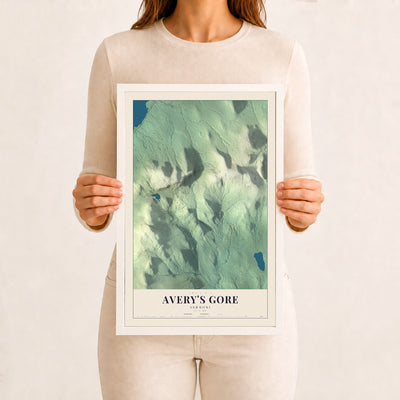 Avery's Gore, Vermont map print - 12 x 18 white Ayous wood frame