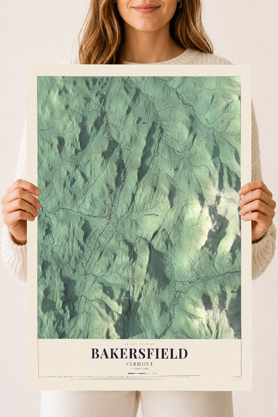 Bakersfield, Vermont map print - 18 x 24 archival matte print