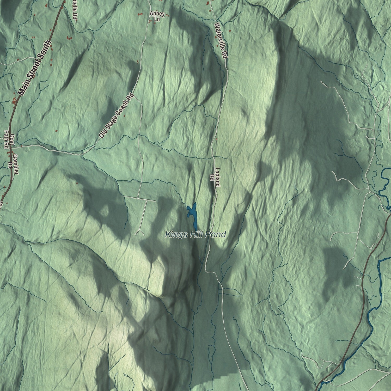 Terrain and local geography detail from the Bakersfield, Vermont map