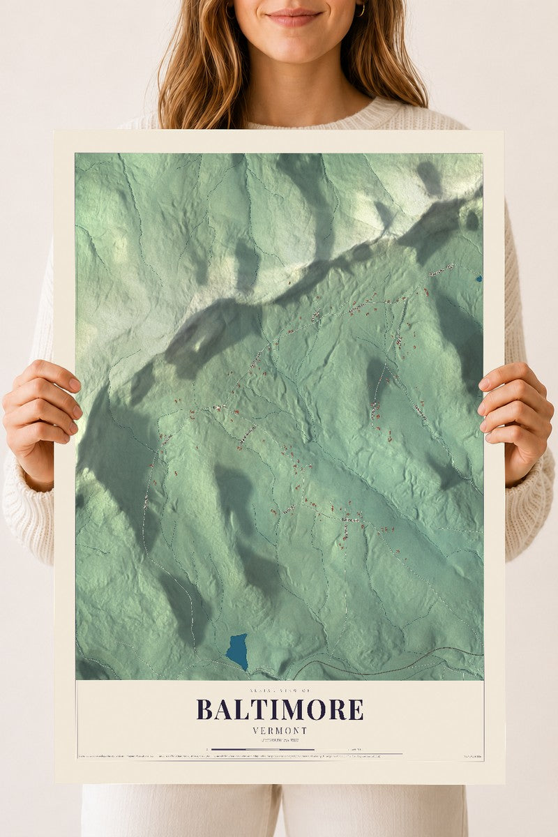Baltimore, Vermont map print - 18 x 24 archival matte print