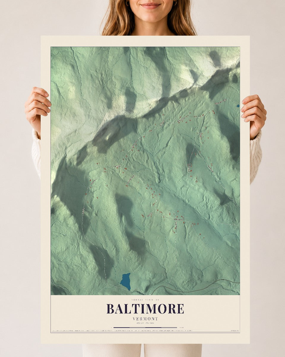 Baltimore, Vermont map print - 24 x 36 archival matte print