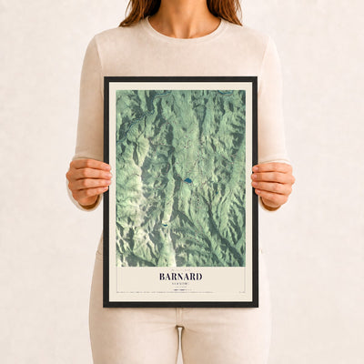 Barnard, Vermont map print - 12 x 18 black Ayous wood frame