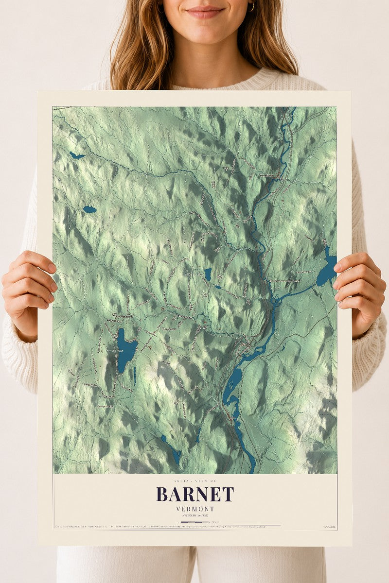 Barnet, Vermont map print - 18 x 24 archival matte print