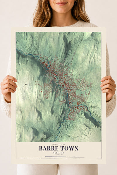 Barre Town, Vermont map print - 18 x 24 archival matte print