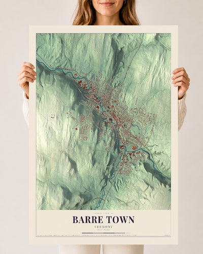 Barre Town, Vermont map print - 24 x 36 archival matte print