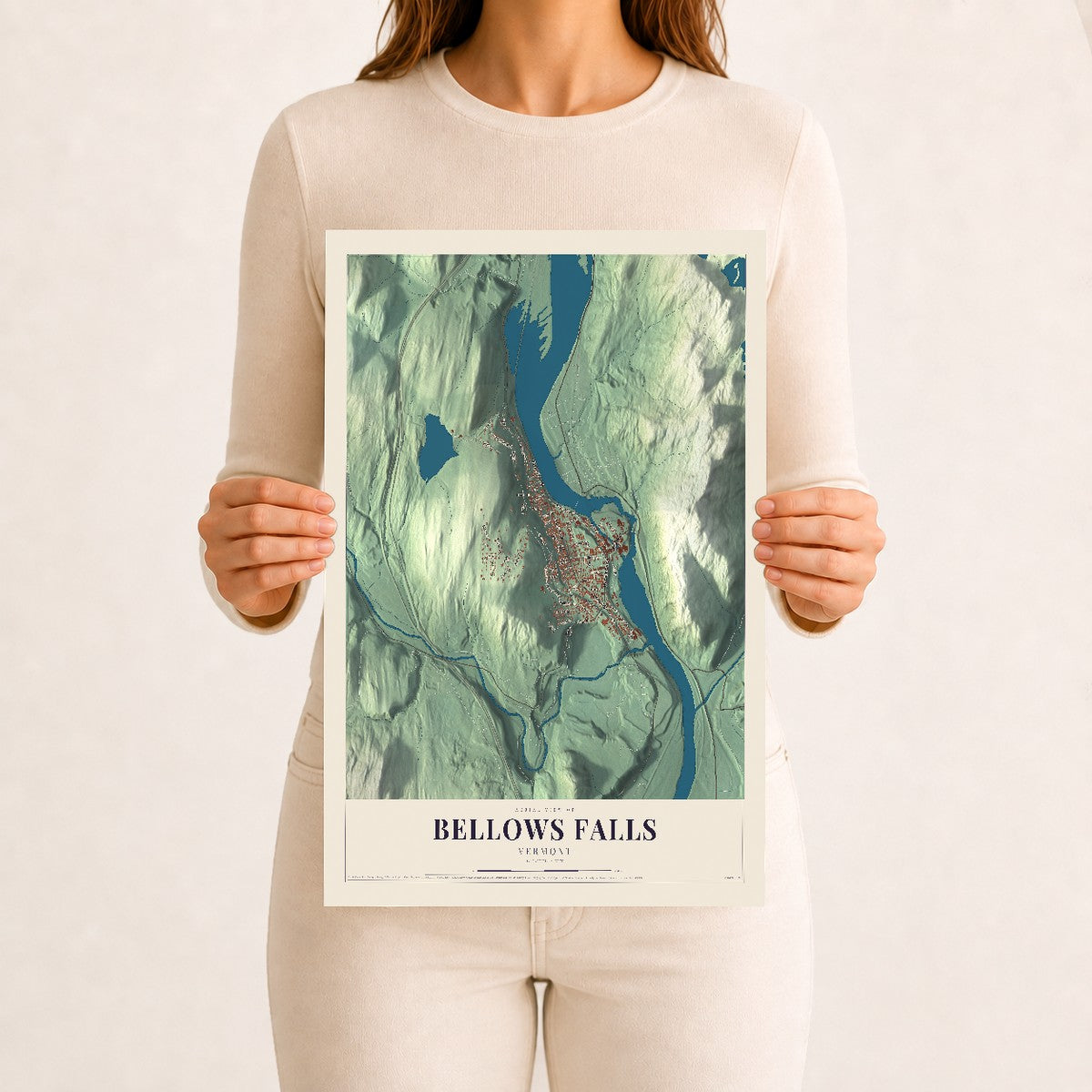 Bellows Falls, Vermont map print - 12 x 18 archival matte print