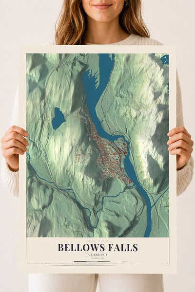 Bellows Falls, Vermont map print - 18 x 24 archival matte print