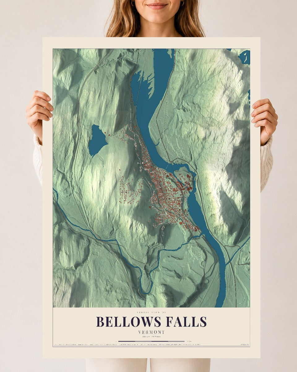 Bellows Falls, Vermont map print - 24 x 36 archival matte print