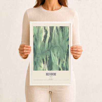 Belvidere, Vermont map print - 12 x 18 white Ayous wood frame