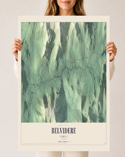 Belvidere, Vermont map print - 24 x 36 archival matte print