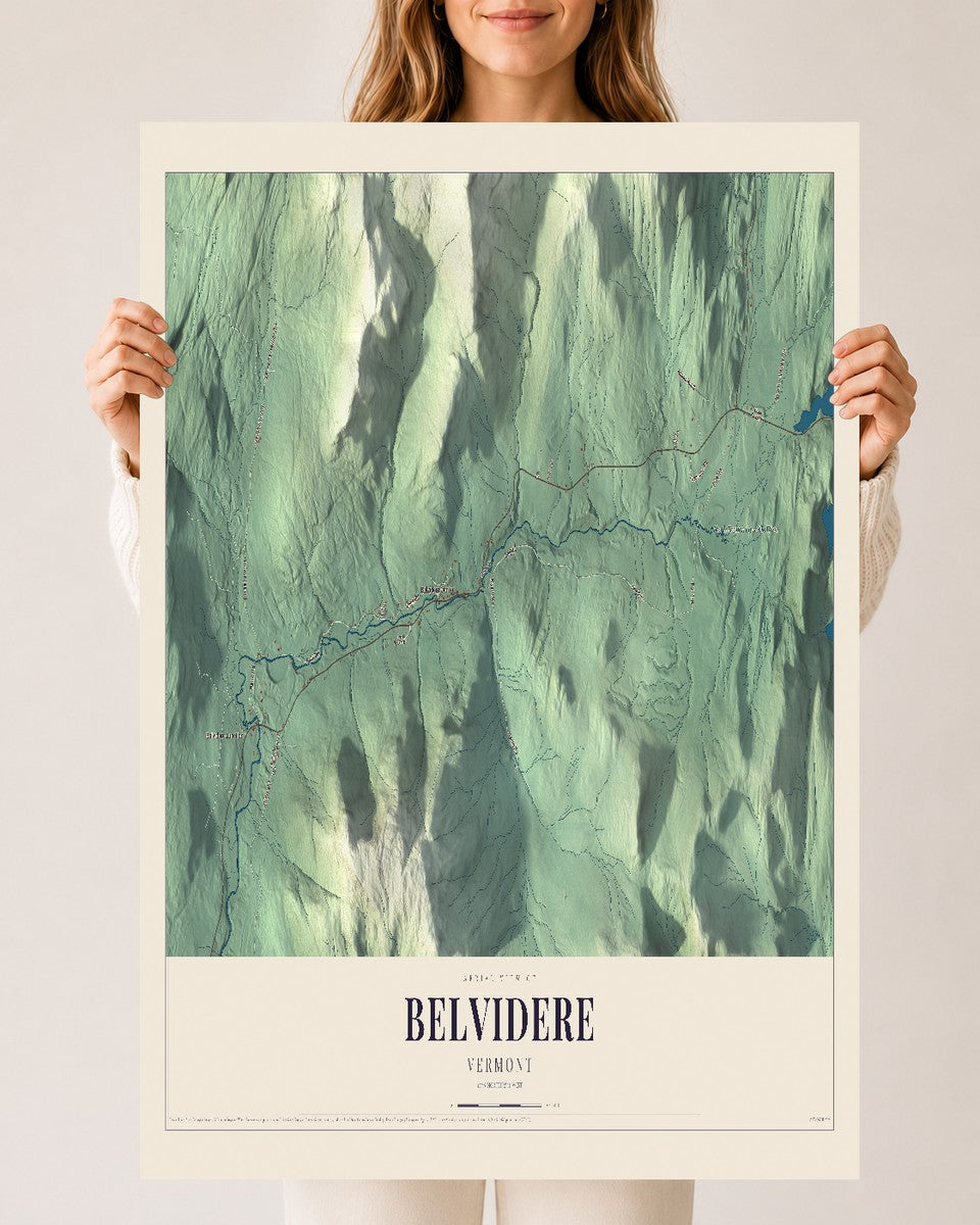 Belvidere, Vermont map print - 24 x 36 archival matte print