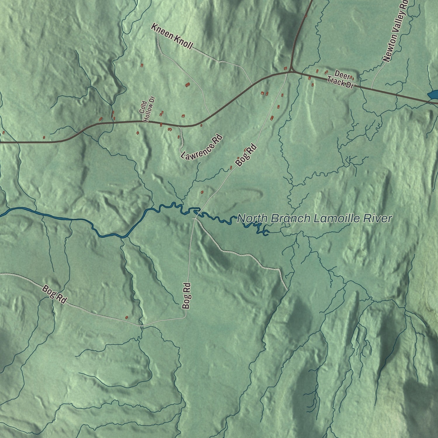 Terrain and local geography detail from the Belvidere, Vermont map