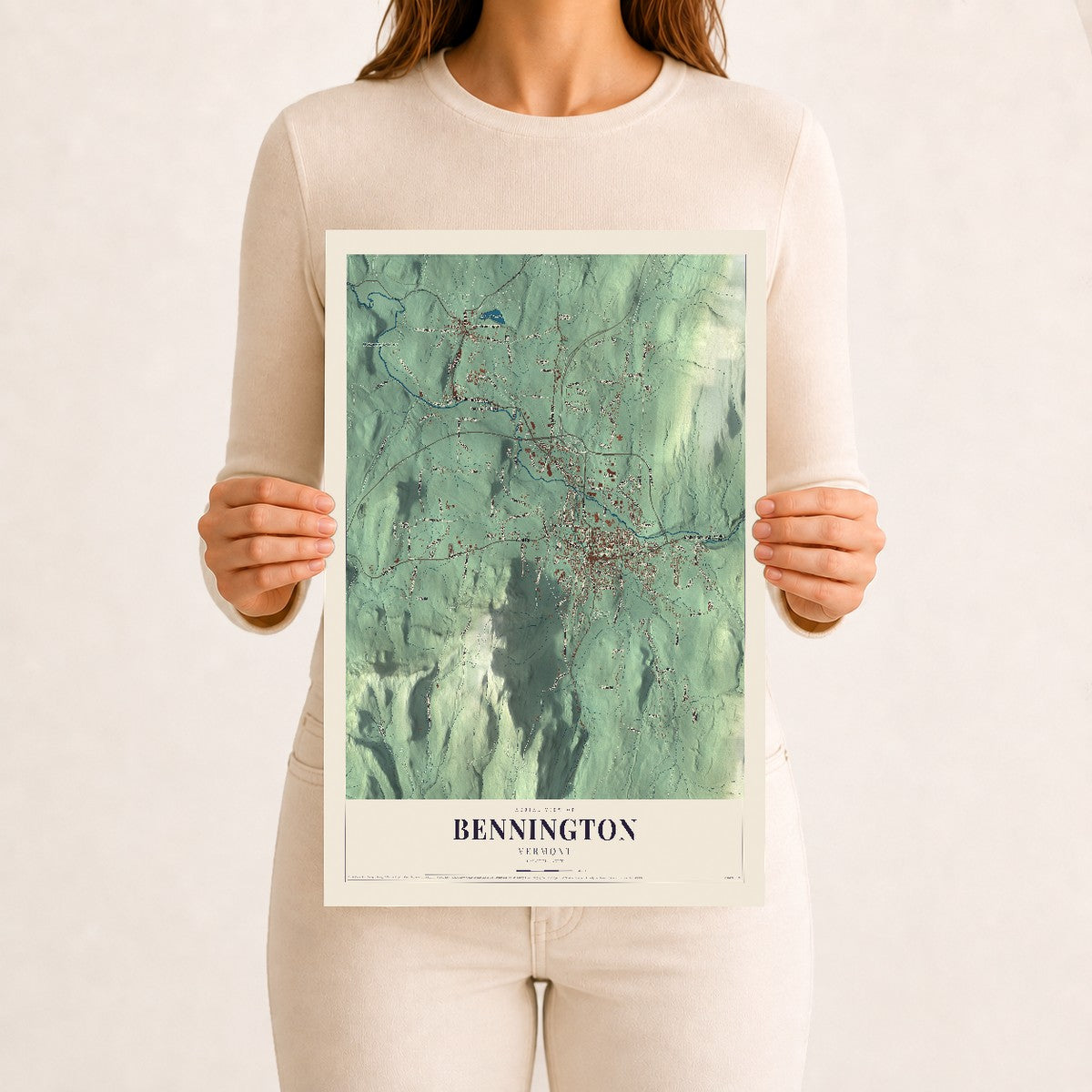 Bennington, Vermont map print - 12 x 18 archival matte print