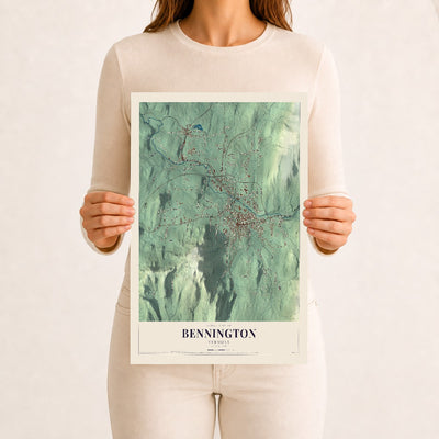 Bennington, Vermont map print - 12 x 18 archival matte print