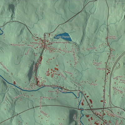 Terrain and local geography detail from the Bennington, Vermont map