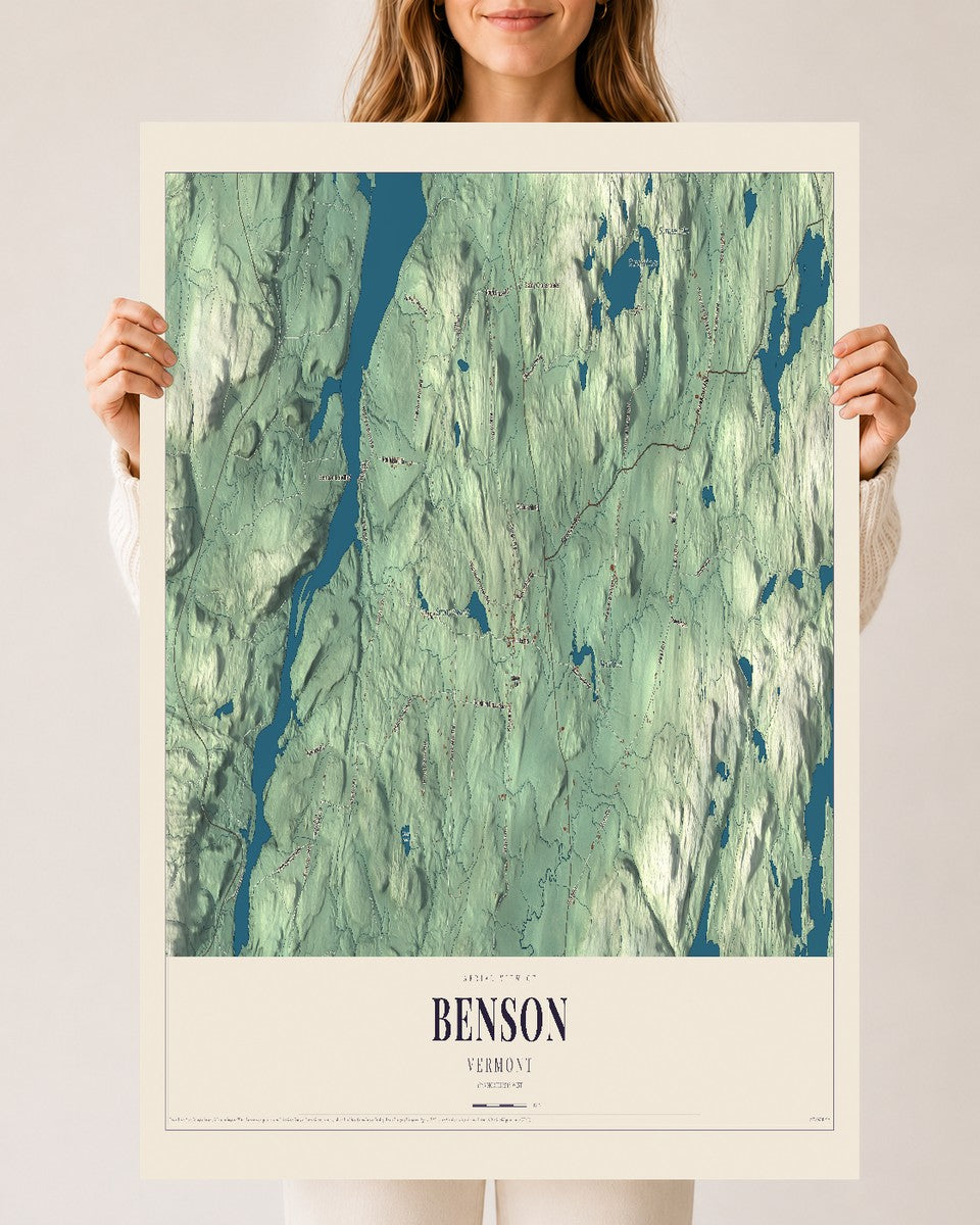 Benson, Vermont map print - 24 x 36 archival matte print