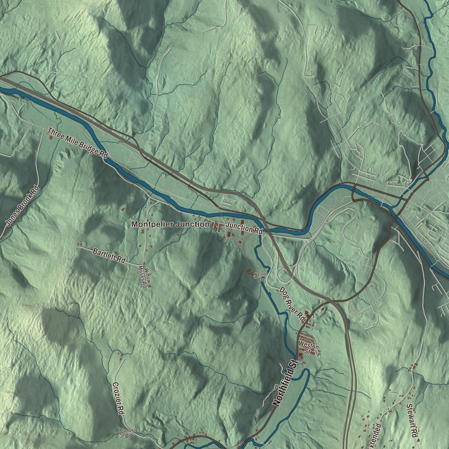 Street and neighborhood detail from the Berlin, Vermont map