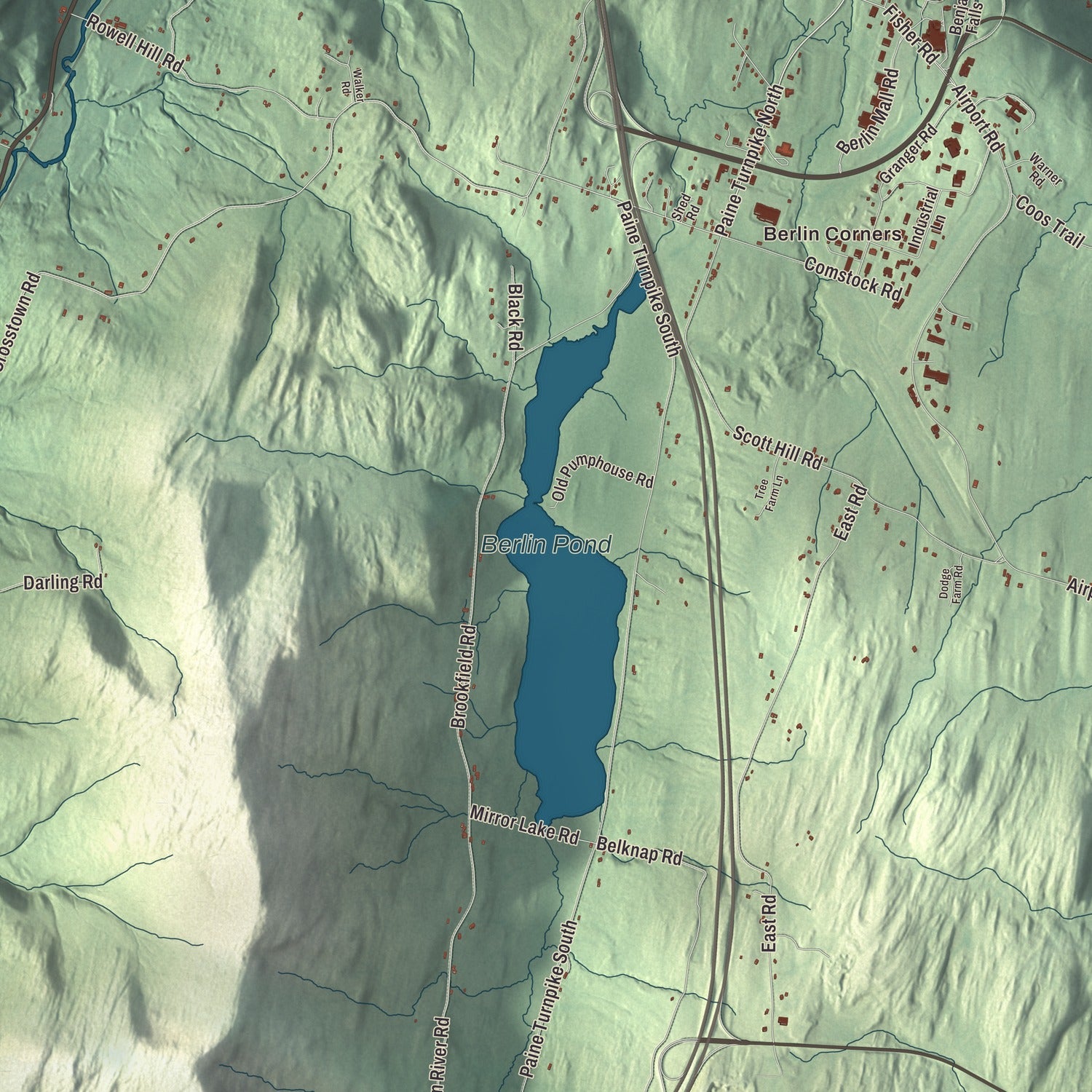 Terrain and local geography detail from the Berlin, Vermont map
