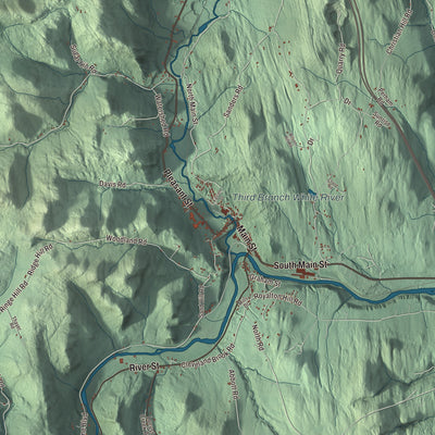 Terrain and local geography detail from the Bethel, Vermont map