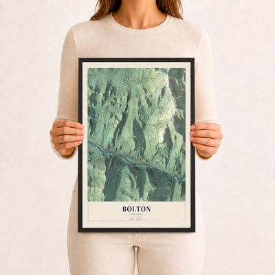 Bolton, Vermont map print - 12 x 18 black Ayous wood frame