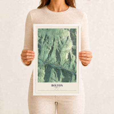 Bolton, Vermont map print - 12 x 18 white Ayous wood frame