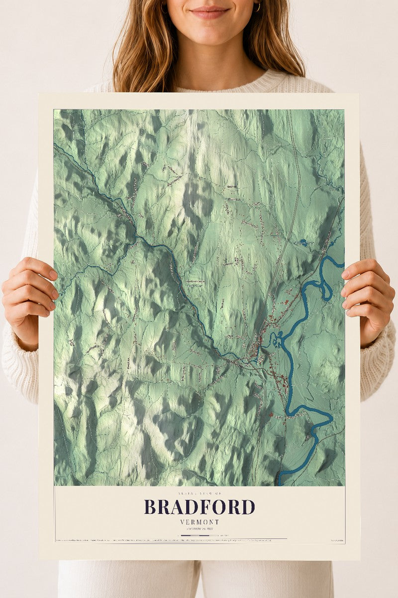 Bradford, Vermont map print - 18 x 24 archival matte print