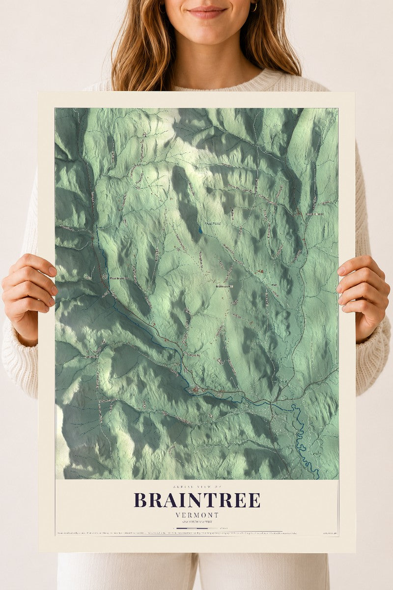Braintree, Vermont map print - 18 x 24 archival matte print
