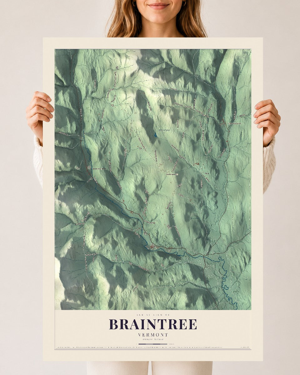 Braintree, Vermont map print - 24 x 36 archival matte print