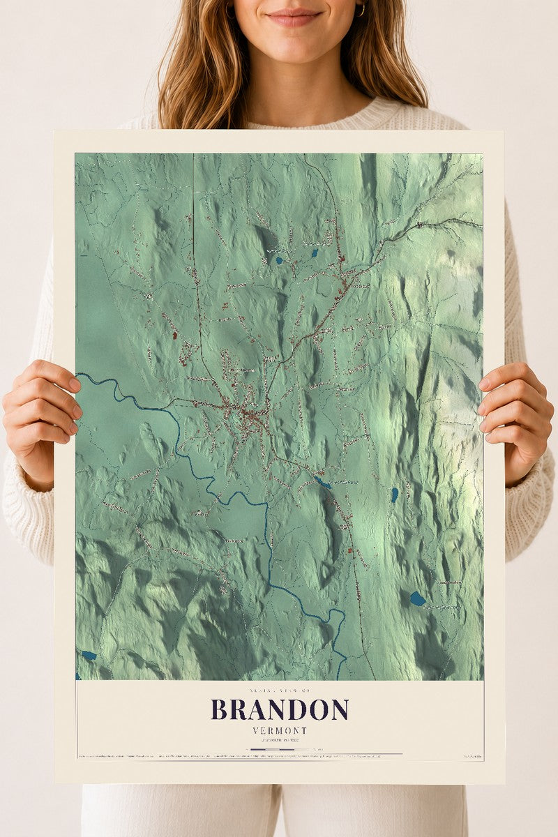 Brandon, Vermont map print - 18 x 24 archival matte print
