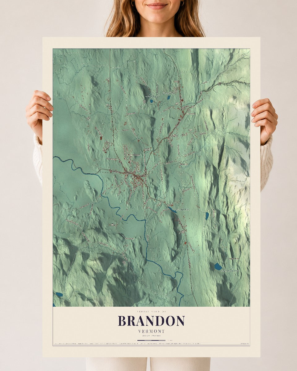 Brandon, Vermont map print - 24 x 36 archival matte print