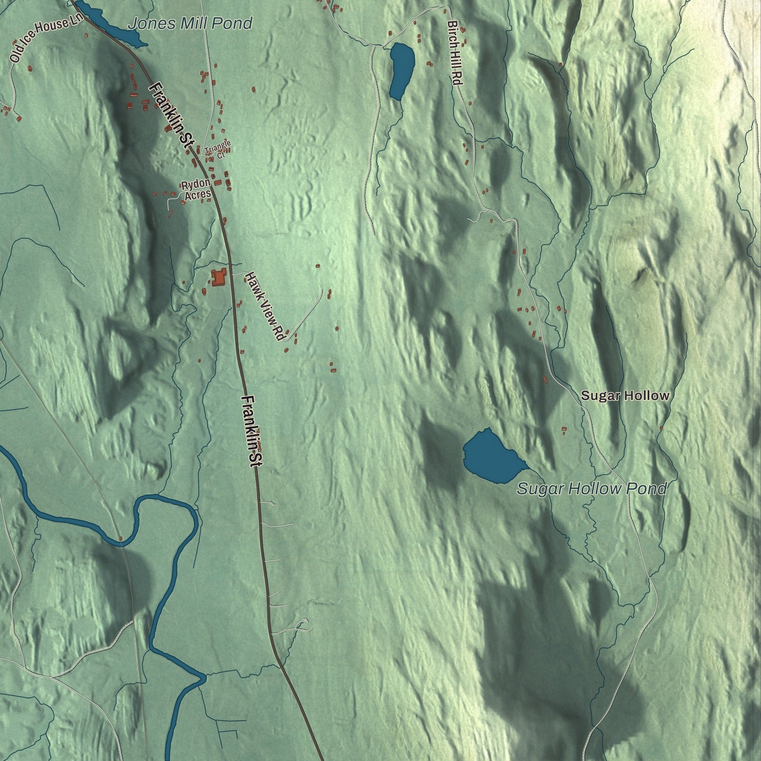 Terrain and local geography detail from the Brandon, Vermont map