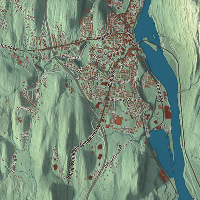 Street and neighborhood detail from the Brattleboro, Vermont map