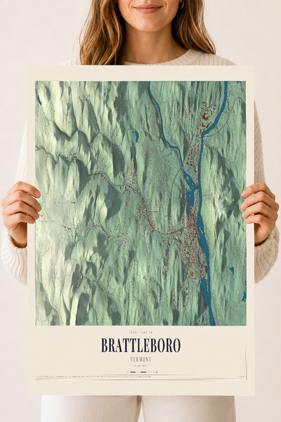 Brattleboro, Vermont map print - 18 x 24 archival matte print