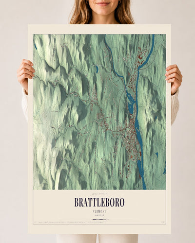Brattleboro, Vermont map print - 24 x 36 archival matte print