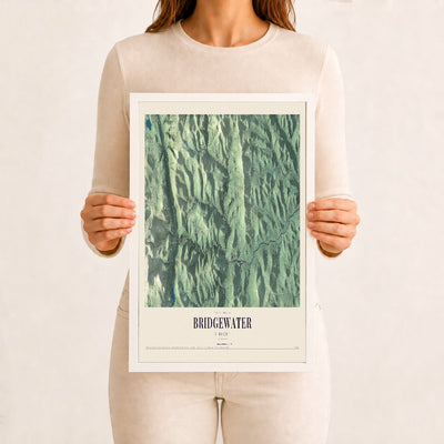 Bridgewater, Vermont map print - 12 x 18 white Ayous wood frame