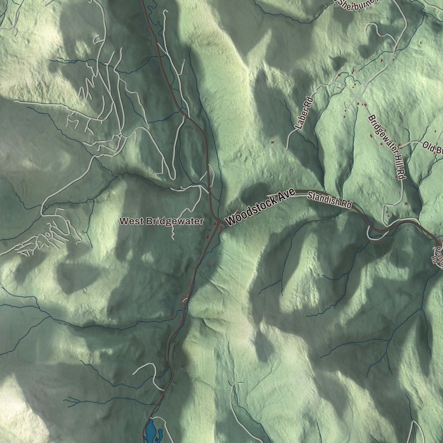 Terrain and local geography detail from the Bridgewater, Vermont map